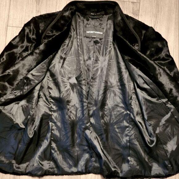 RARE EMPORIO ARMANI Velvet Like Jacket Black Size 42 US 6 Made In Italy - Picture 14 of 14